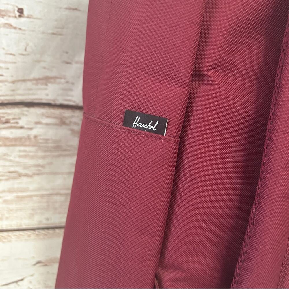 HERSCHEL SUPPLY CO Pop Quiz Backpack Burgundy Tan Laptop Sleeve Academia - Picture 7 of 9
